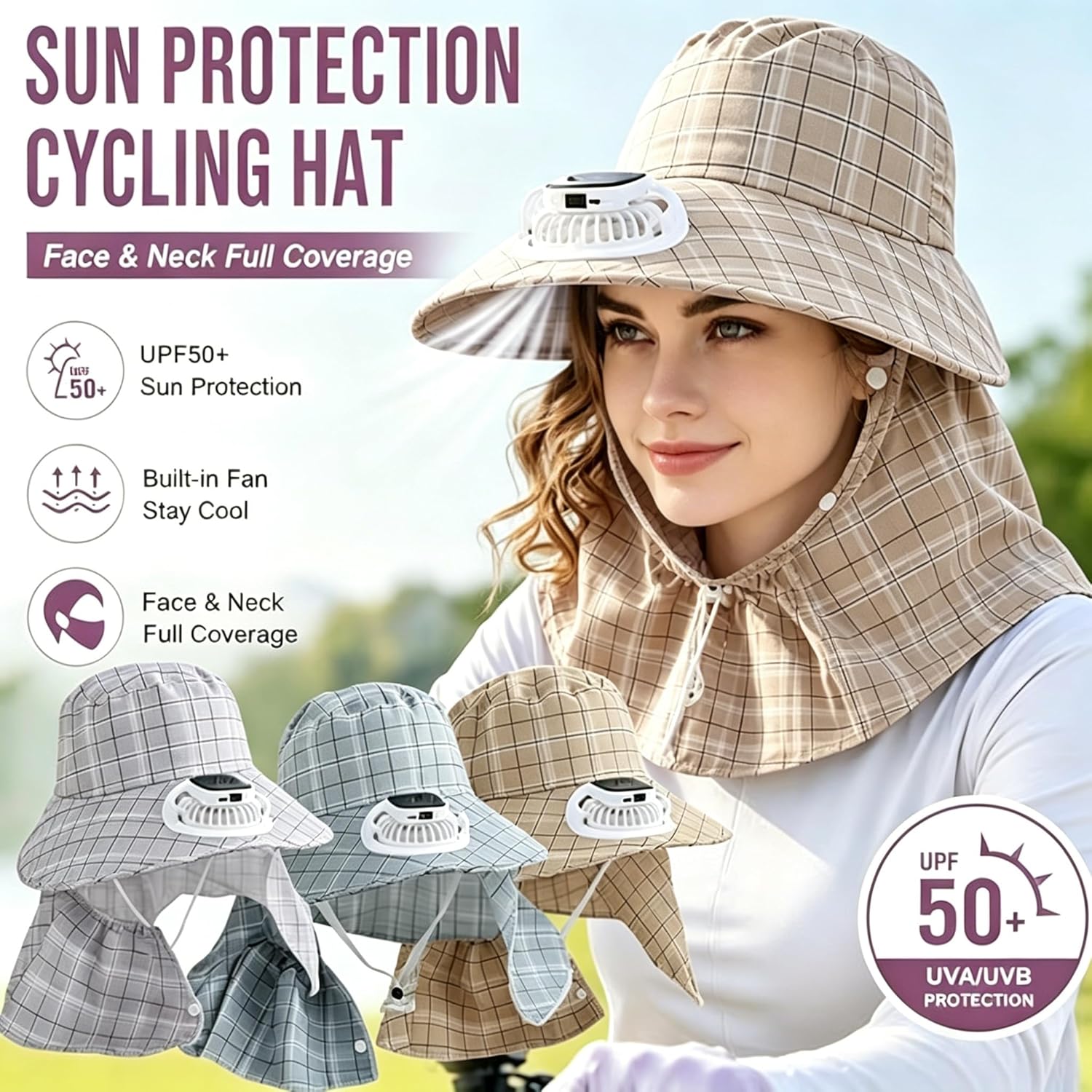 Fishing Hat - Cappello con Ventilatore Solare Ricaricabile USB,