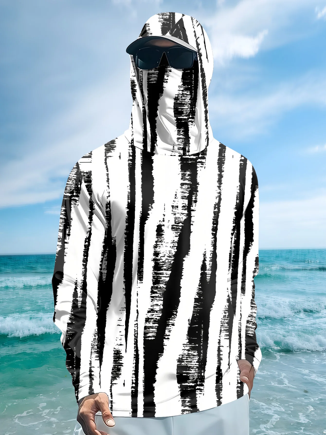 Felpa da pesca a righe bianche - Fishing Mask Sun Protection recensione e prezzo